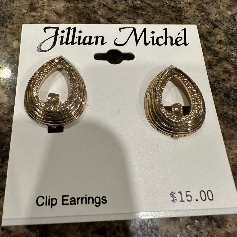 Jillian Michel gold clip on earrings
